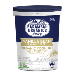 500g of Vanilla Bean Yoghurt - Organic Natural Yoghurt - Barambah Organics